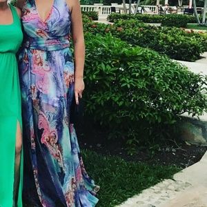 pastel paisley halter top, belted dress va va voom